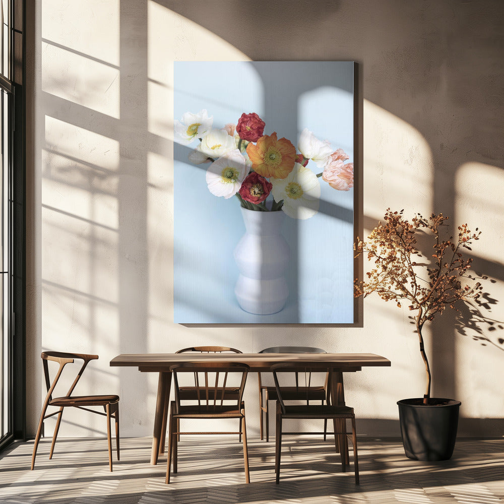 Klaprozen in een vaas | Canvas