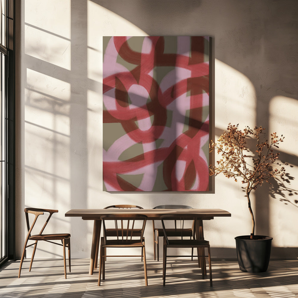Verweven rode en roze lussen | Canvas