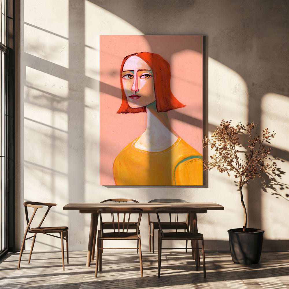 Roodharige dame met de look | Canvas