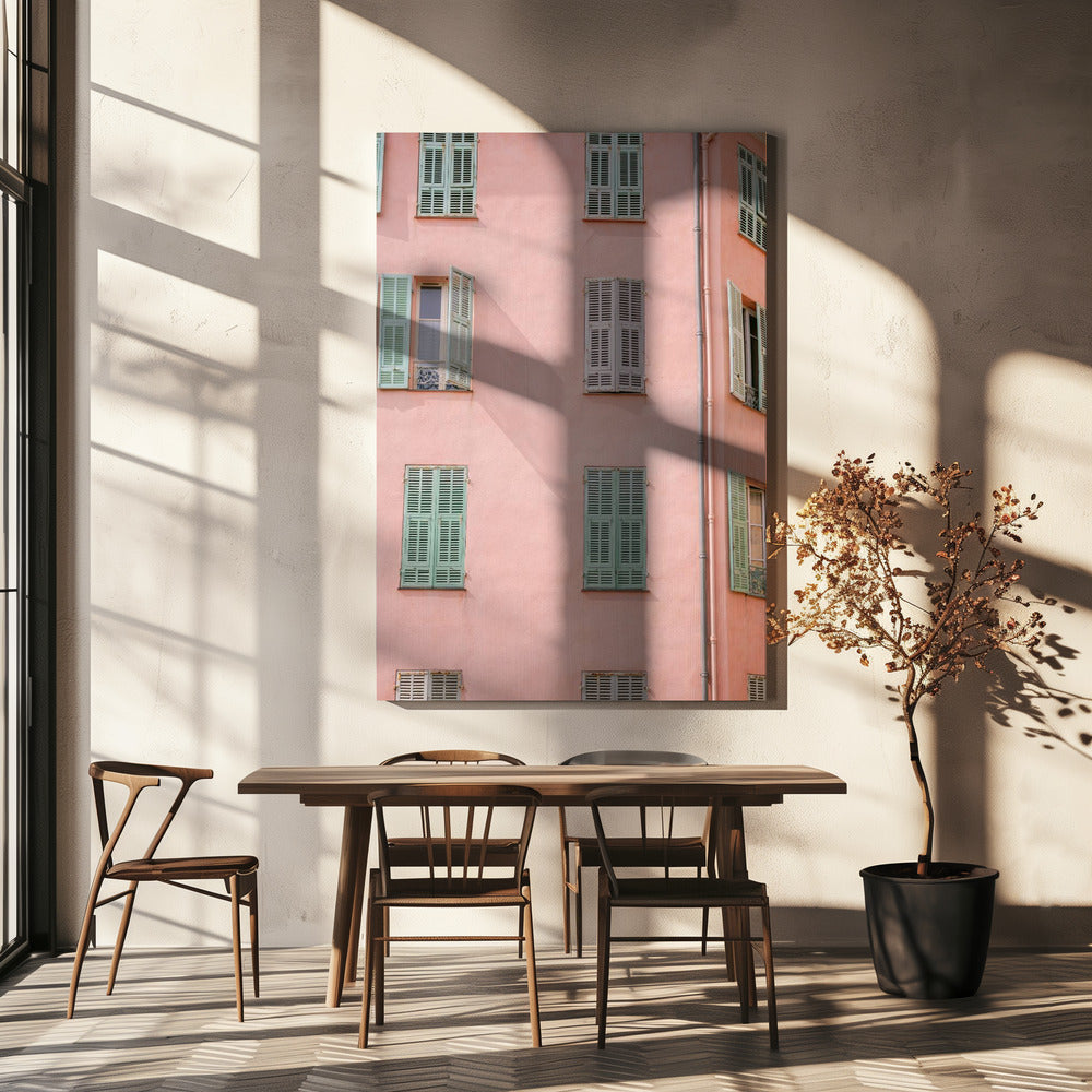 Roze Gebouw | Canvas