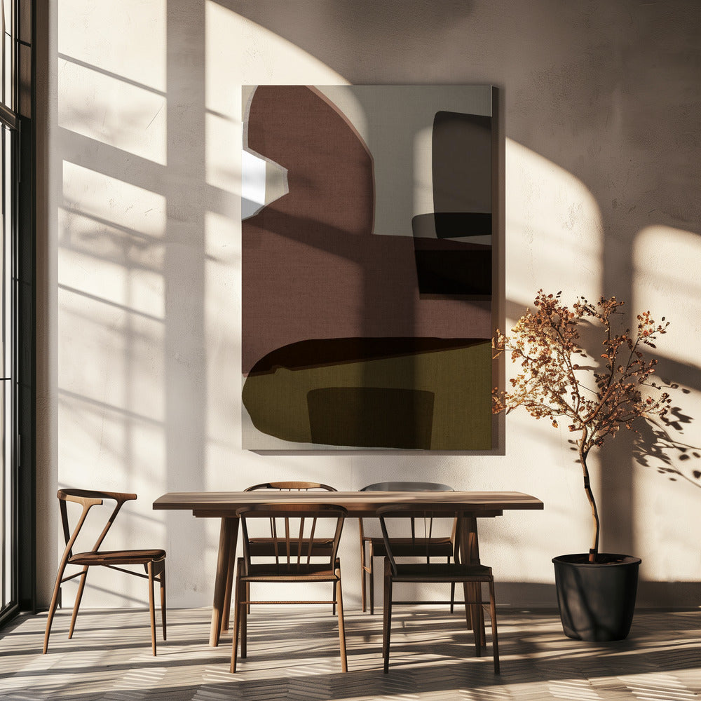 Gelaagde geometrische vormen en aardse tinten | Canvas