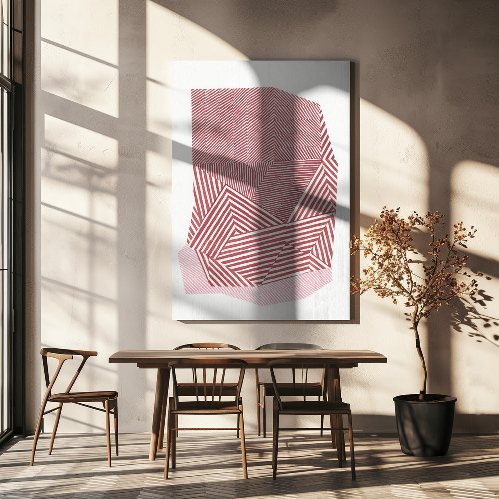 Gestreepte geometrische vorm | Canvas