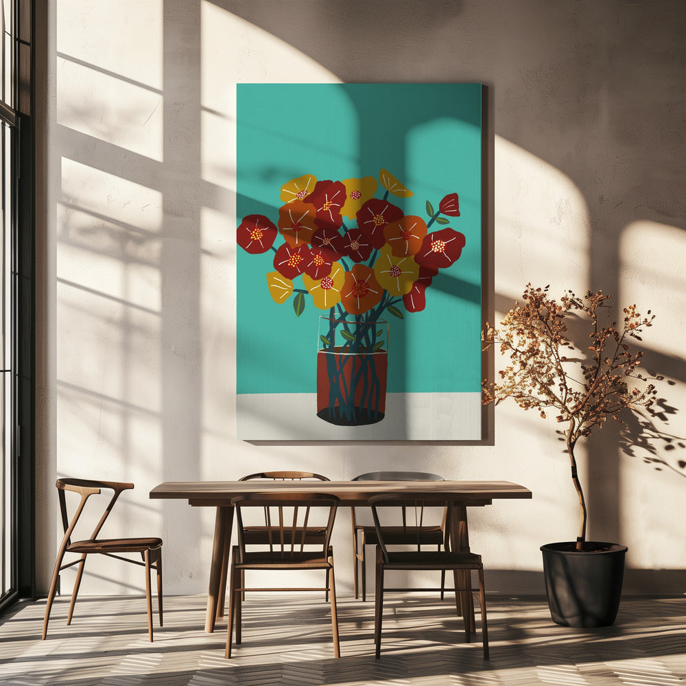 Bloemen in vaas | Canvas