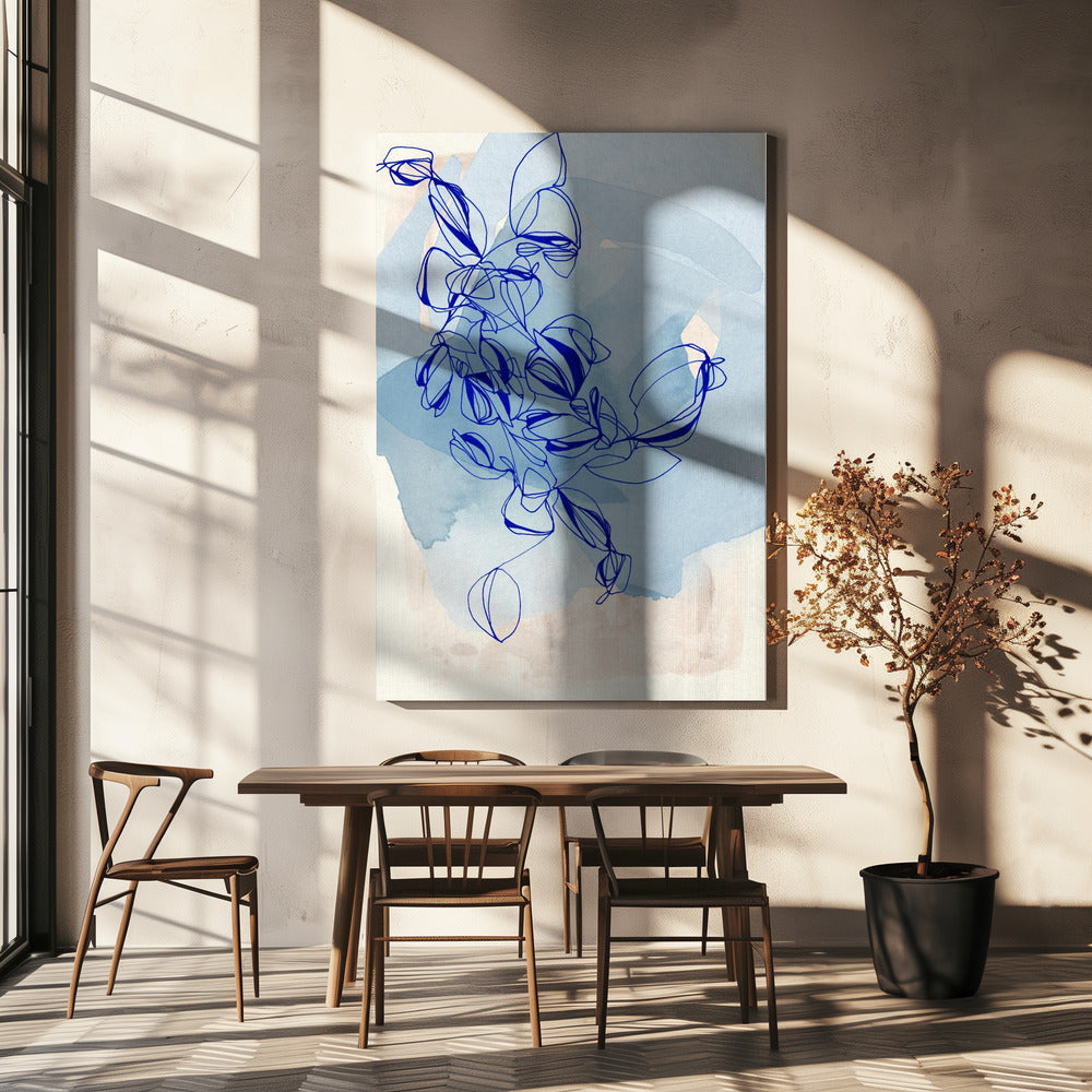 Blauwe Wijnstok Elegantie | Canvas