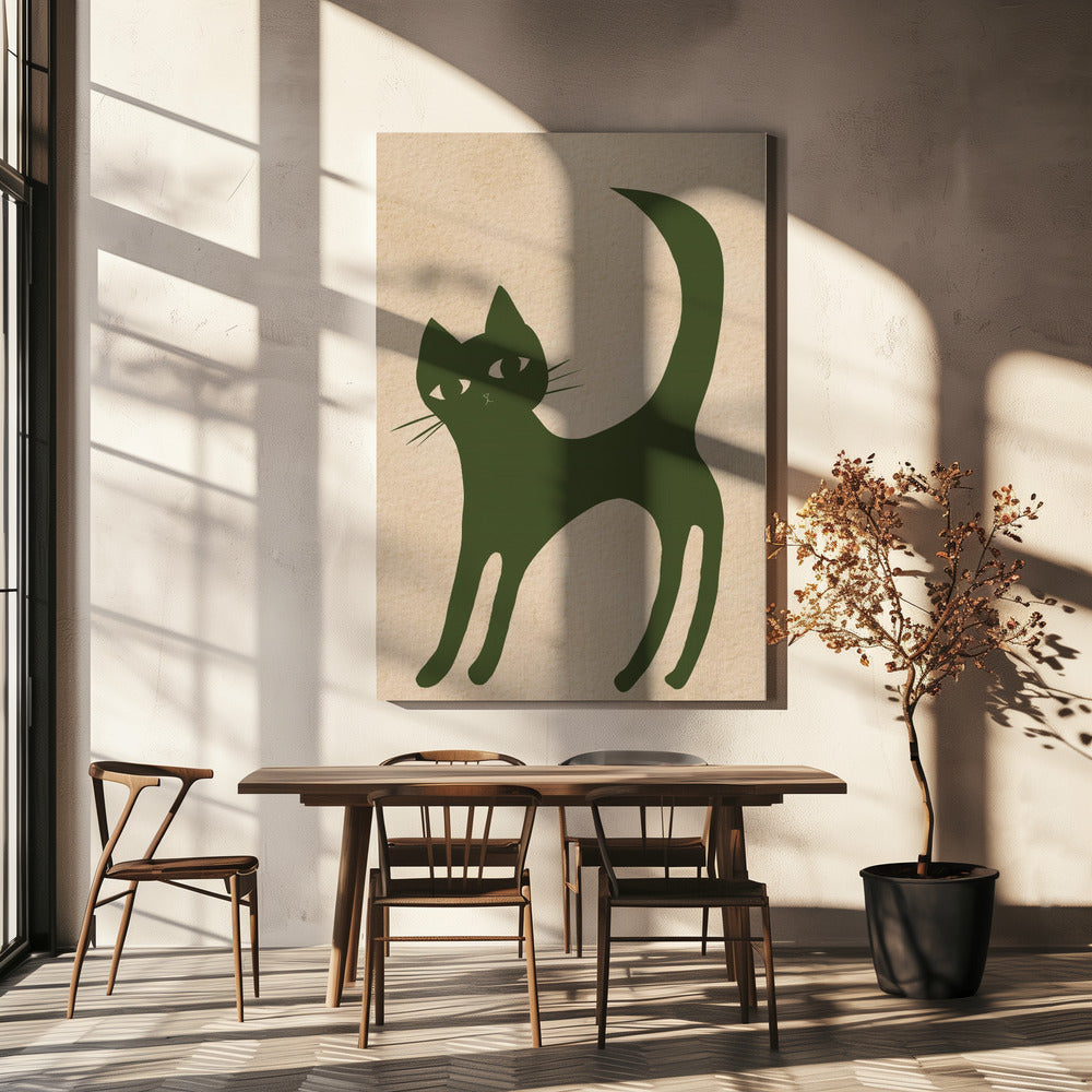 Groene kat | Canvas
