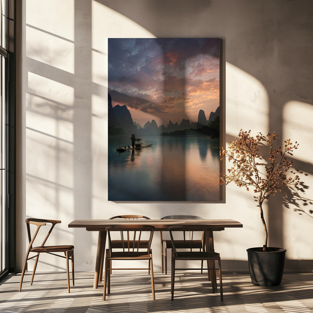 Zonsopgang bij de Li-rivier | Canvas