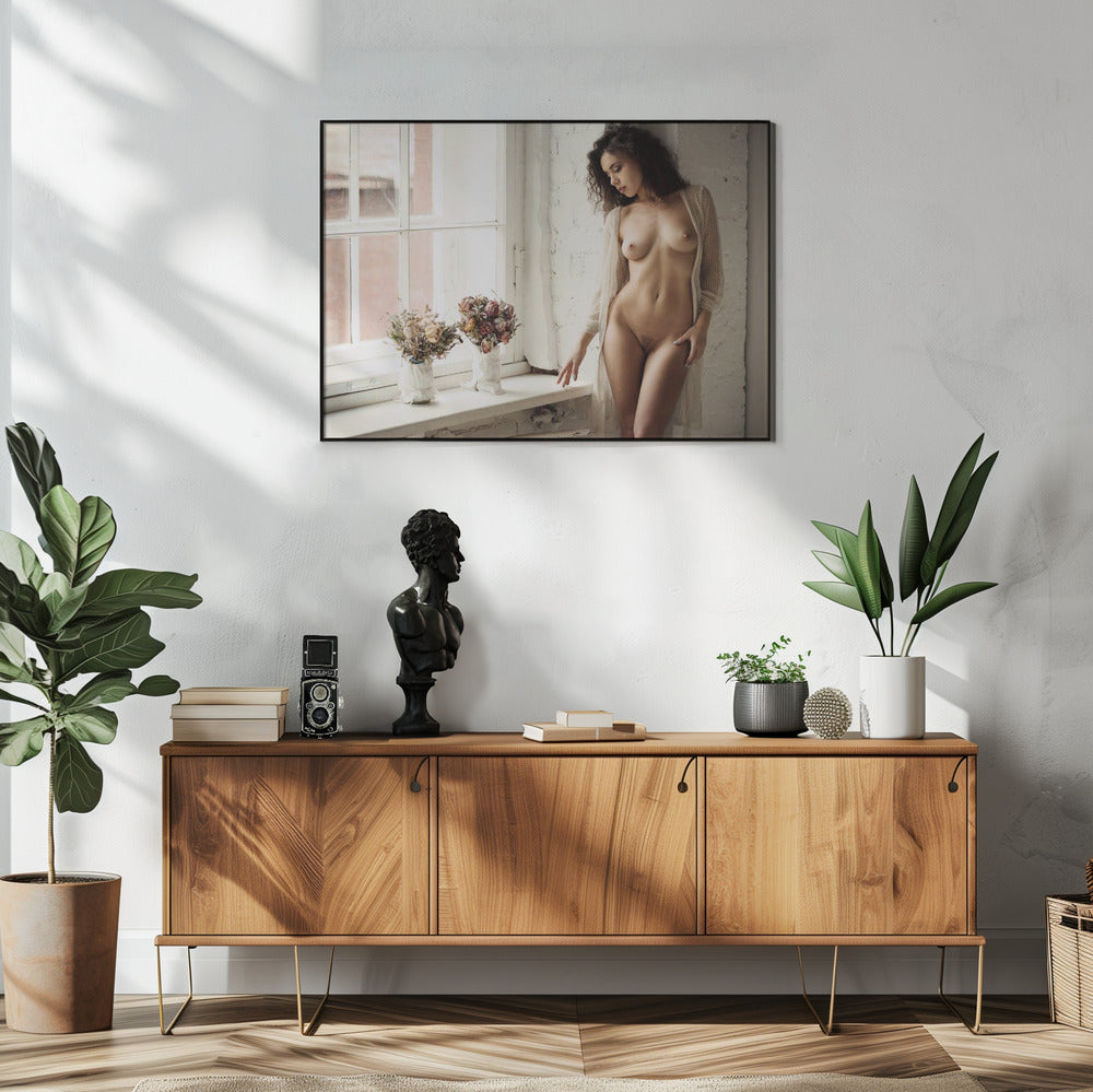 Retrato con flores | Poster