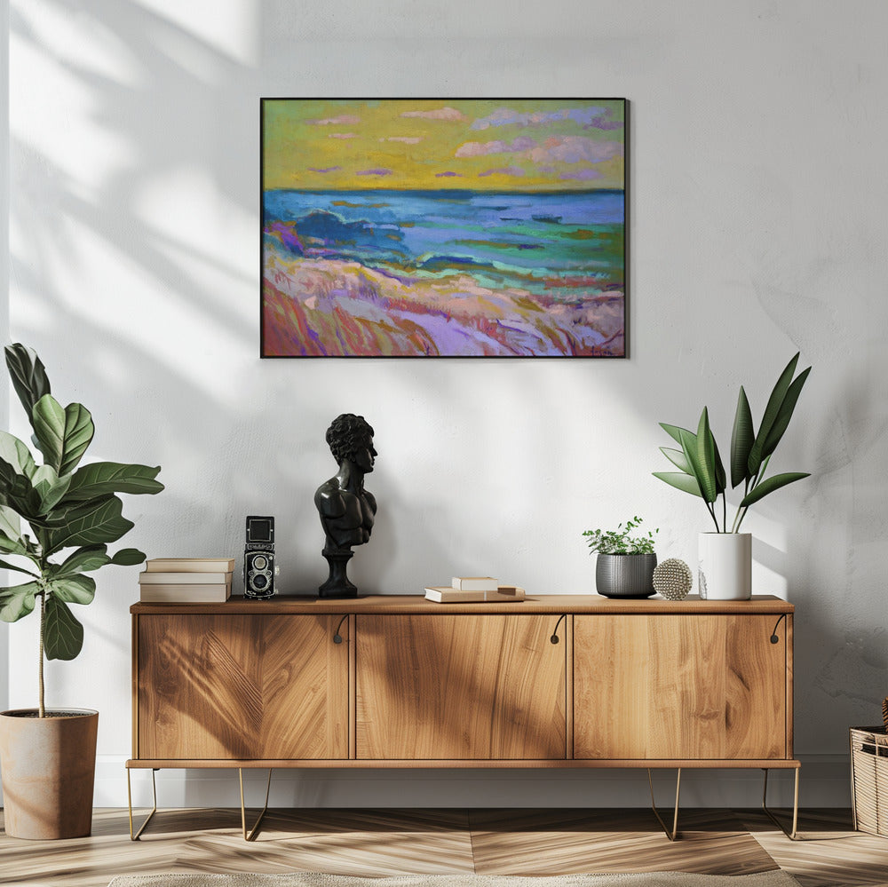 Kustlandschap bij zonsondergang | Poster