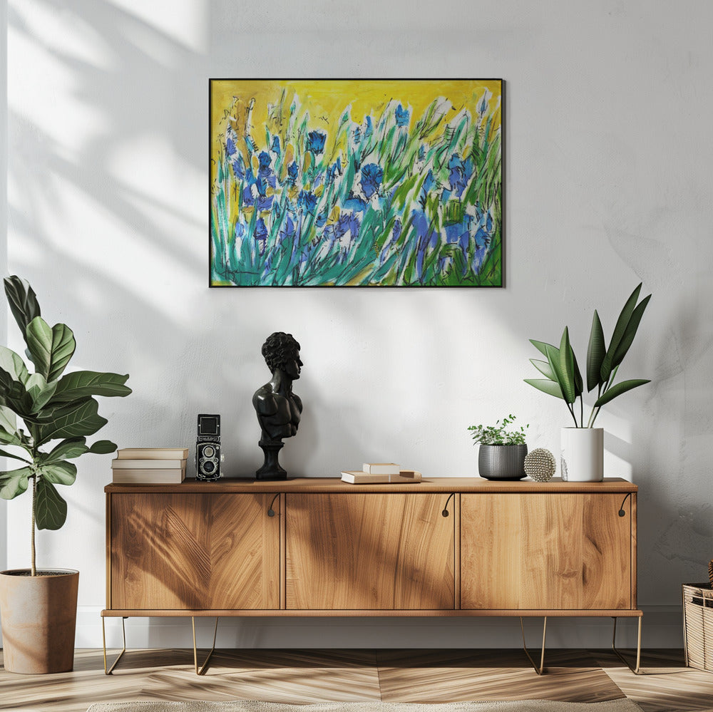 Uitbarsting van blauwe bloemen | Poster