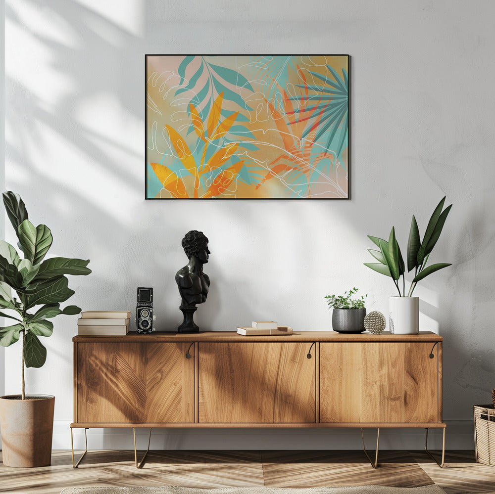 Tropische zomer oranje turquoise | Poster
