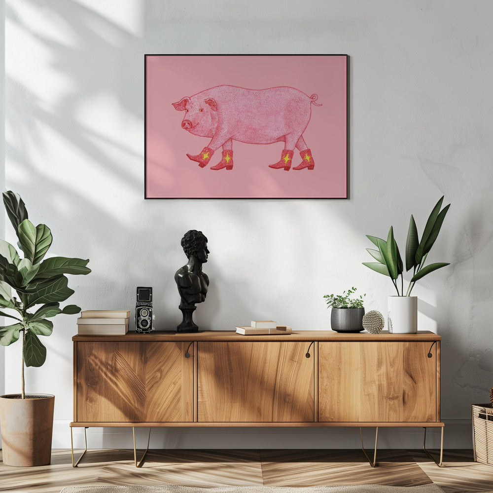 Marjorie het Cowgirl Varken | Poster