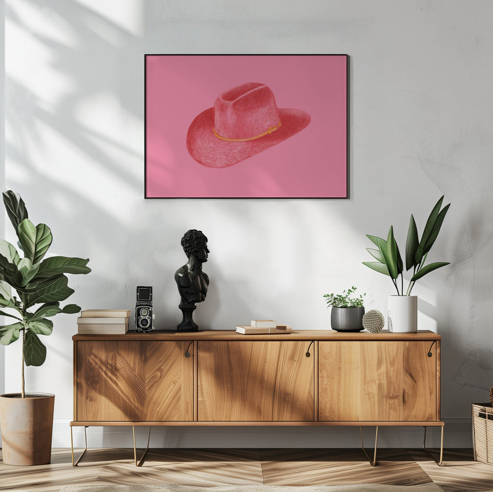 Rode Stetson op roze | Poster