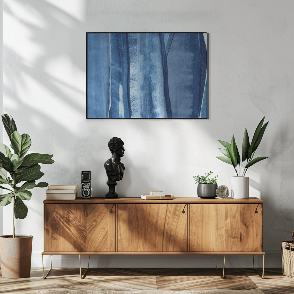 Blauwe lijnen en tinten | Poster