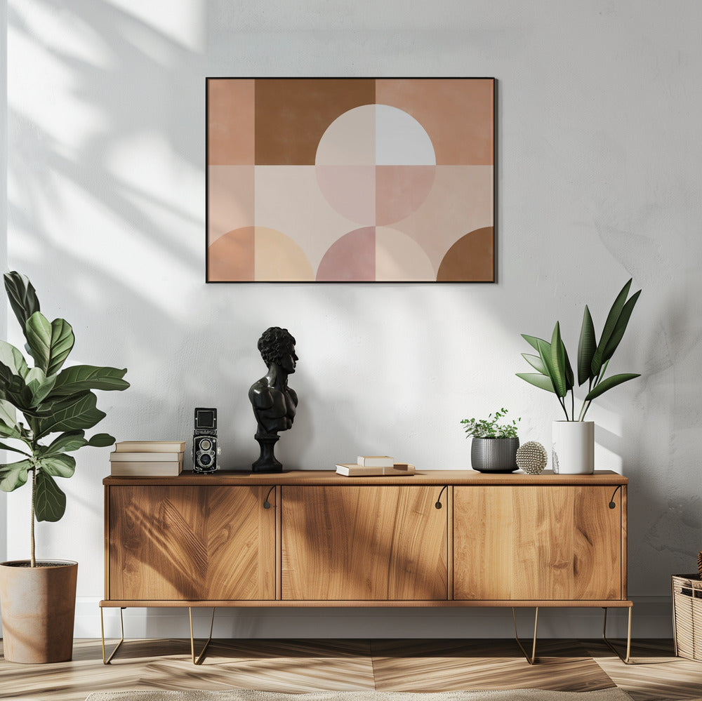 Geometric Circles and Squares in Earthy Tones | Poster