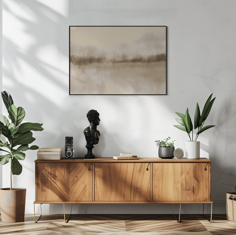 Abstract landschap in neutrale bruintinten | Poster