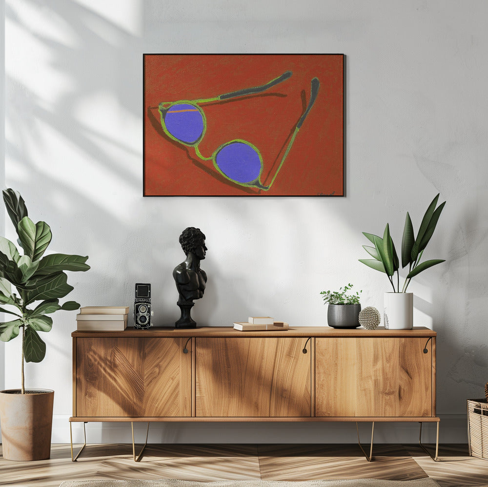 Zonnebril op rood | Poster