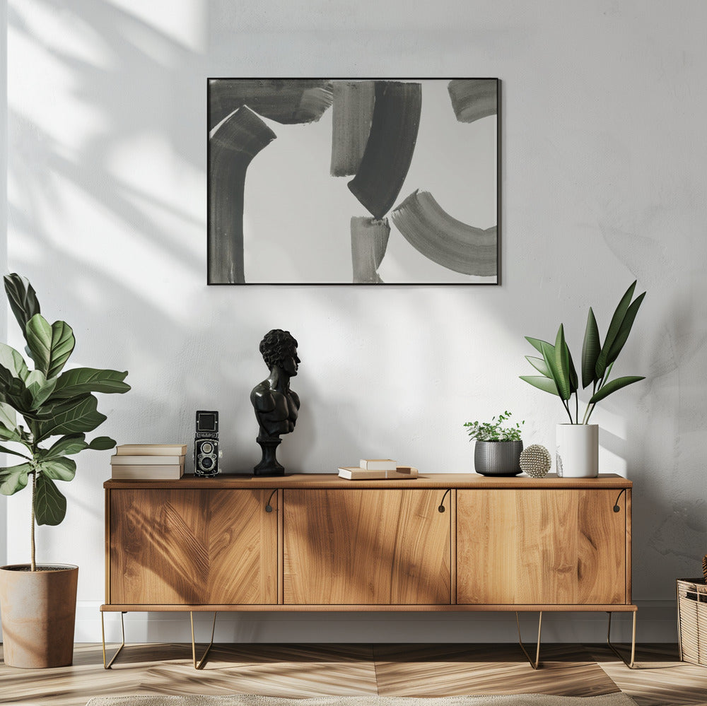 Monochrome abstracte zwarte vormen 1 | Poster