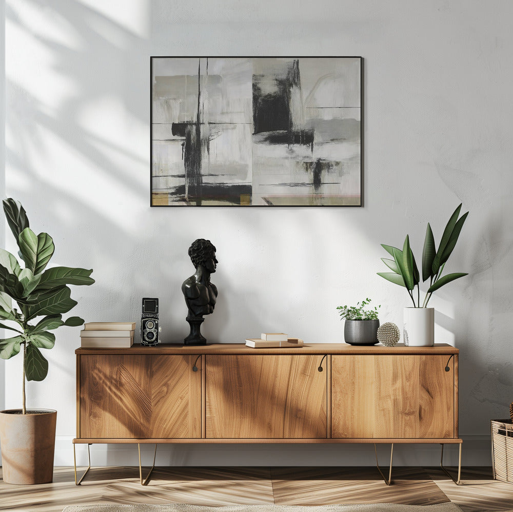 Heden Toekomst Zwart-wit Abstracte Texturen 1 | Poster