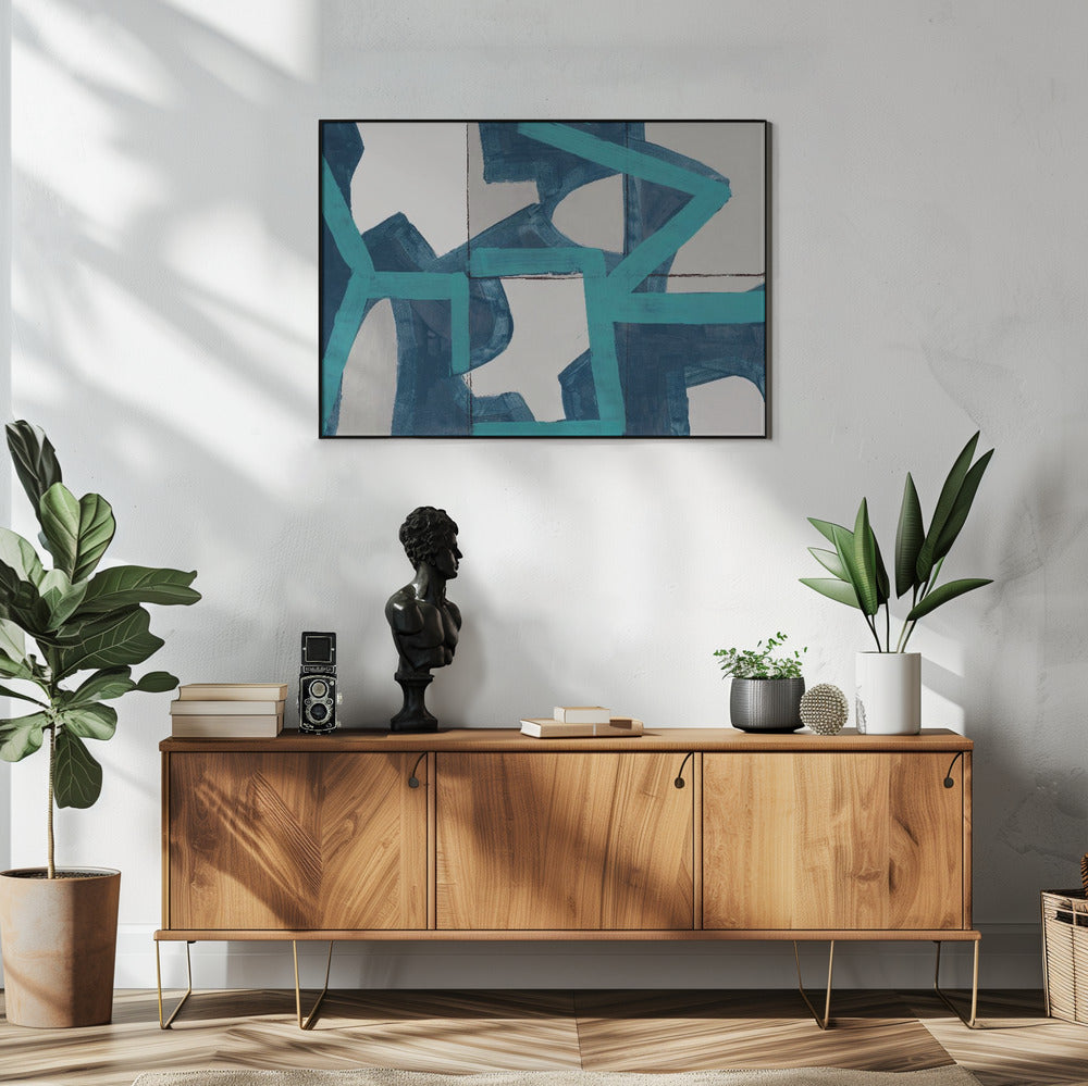 Metrisch blauw abstract kunstdruk | Poster