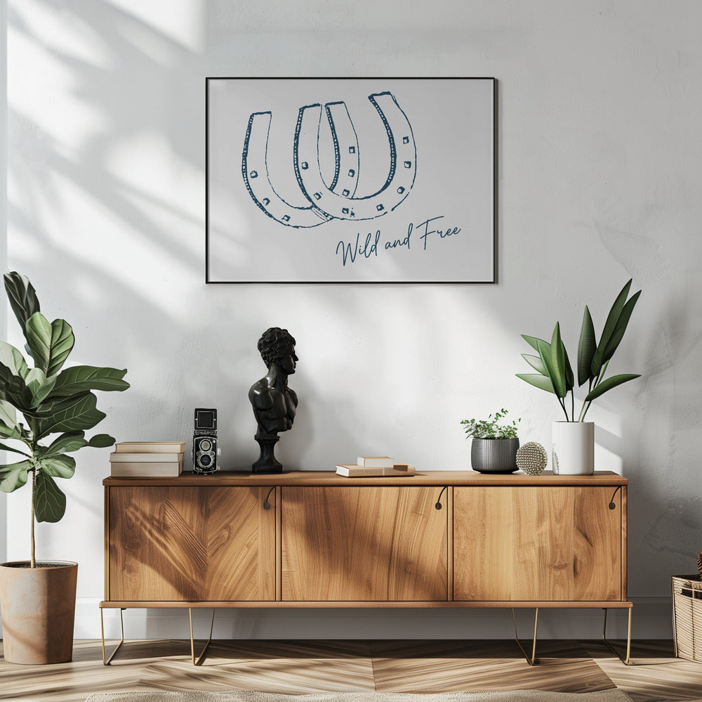 Hoefijzer Wild en Vrij Marineblauw | Poster