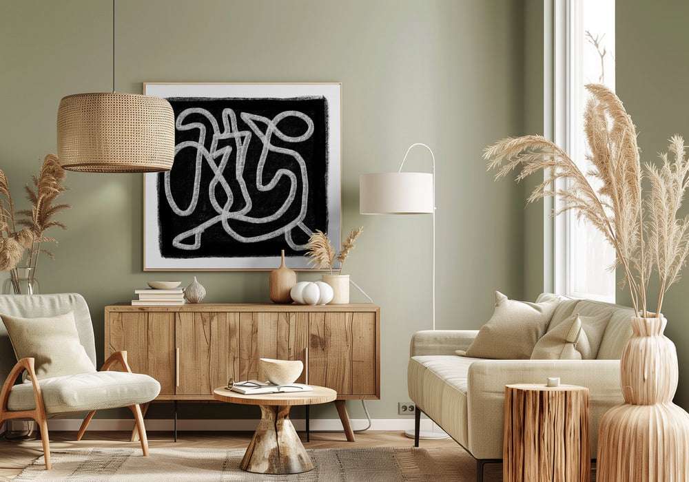 Zwarte Krabbel 3 | Canvas
