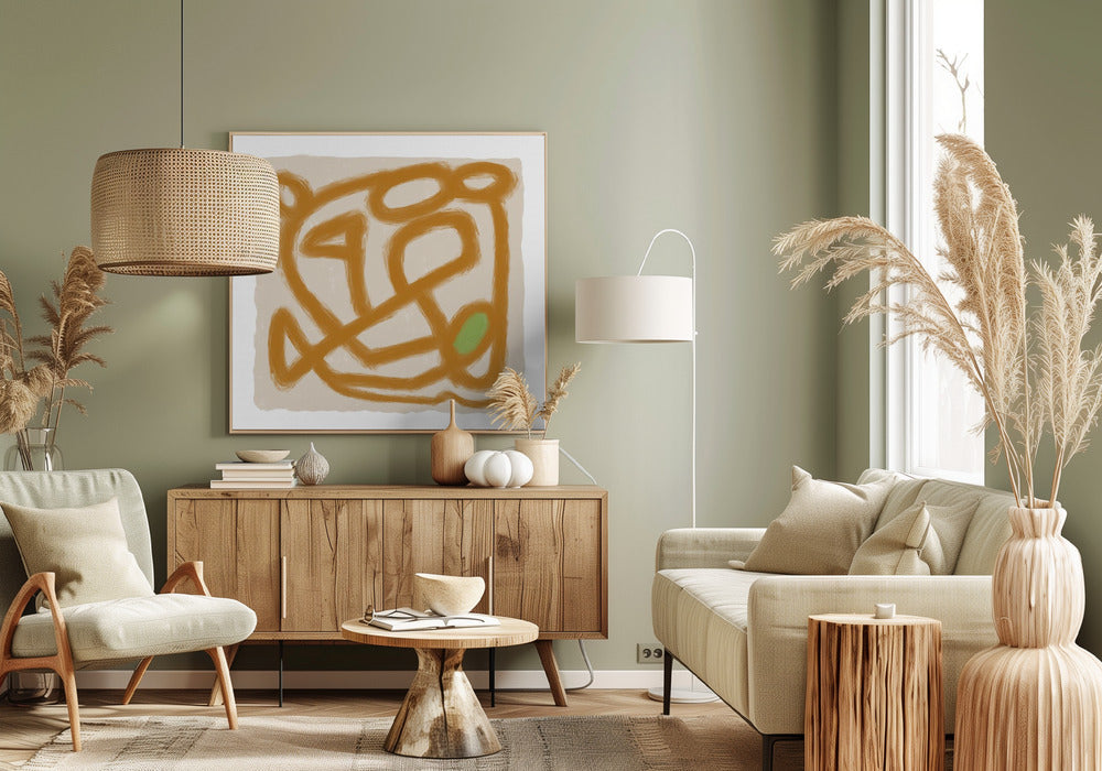 Tan Scribble 3 | Canvas