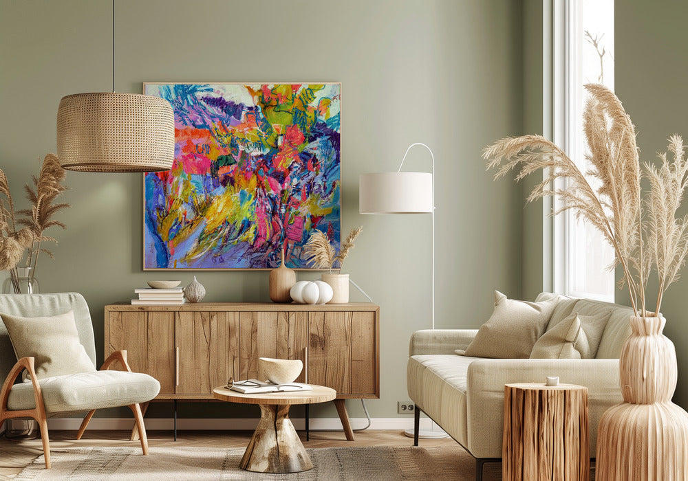 Expressionistisch kleurrijk abstract | Canvas