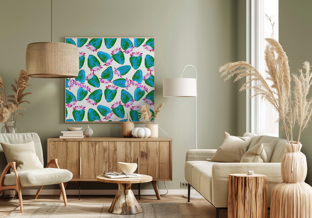 Teal Green Strawberries Fruit | Canvas