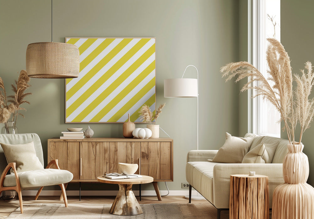 Gele en witte strepen | Canvas