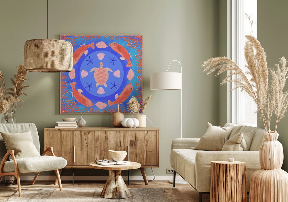 Zeeschildpad Mandala | Canvas