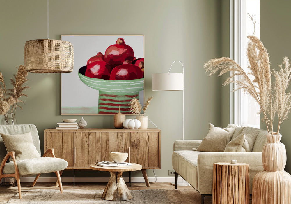 Granaatappels in kom | Canvas