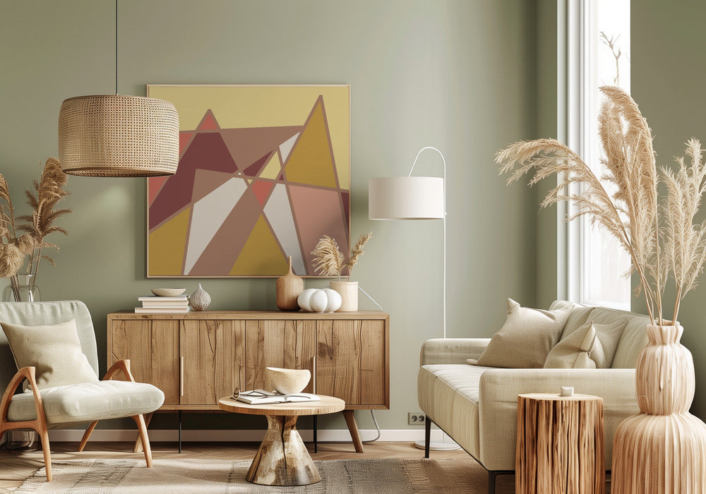 Gouden abstracte bergen | Canvas