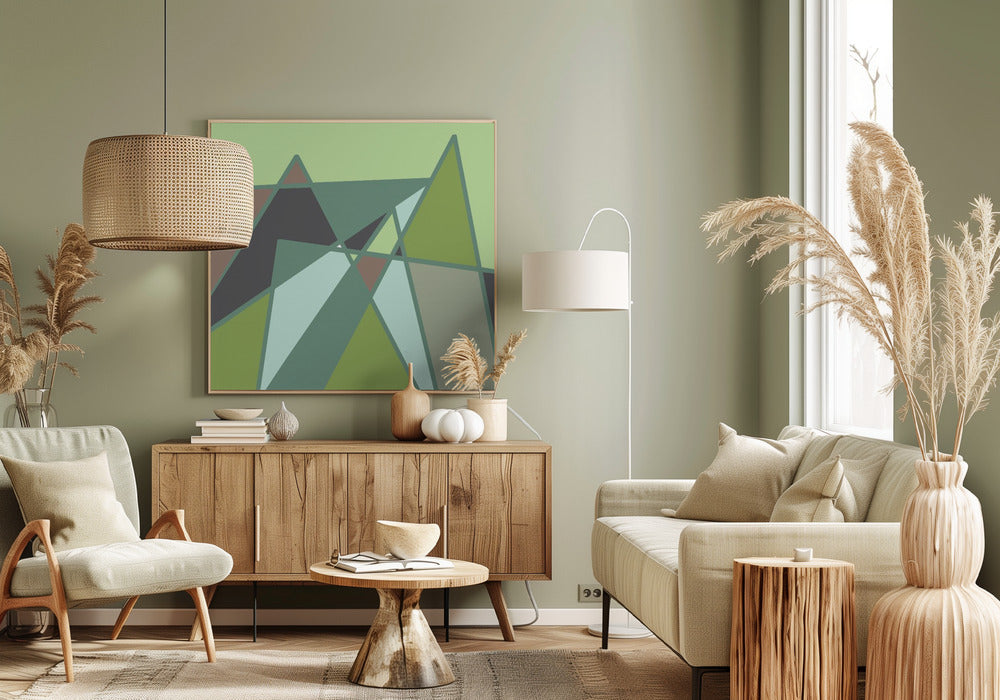 Gouden abstracte bergen | Canvas