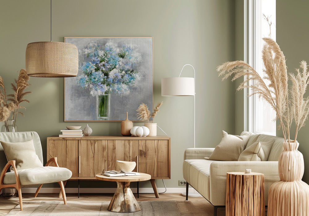 Boeket bloemen in een glazen vaas | Canvas