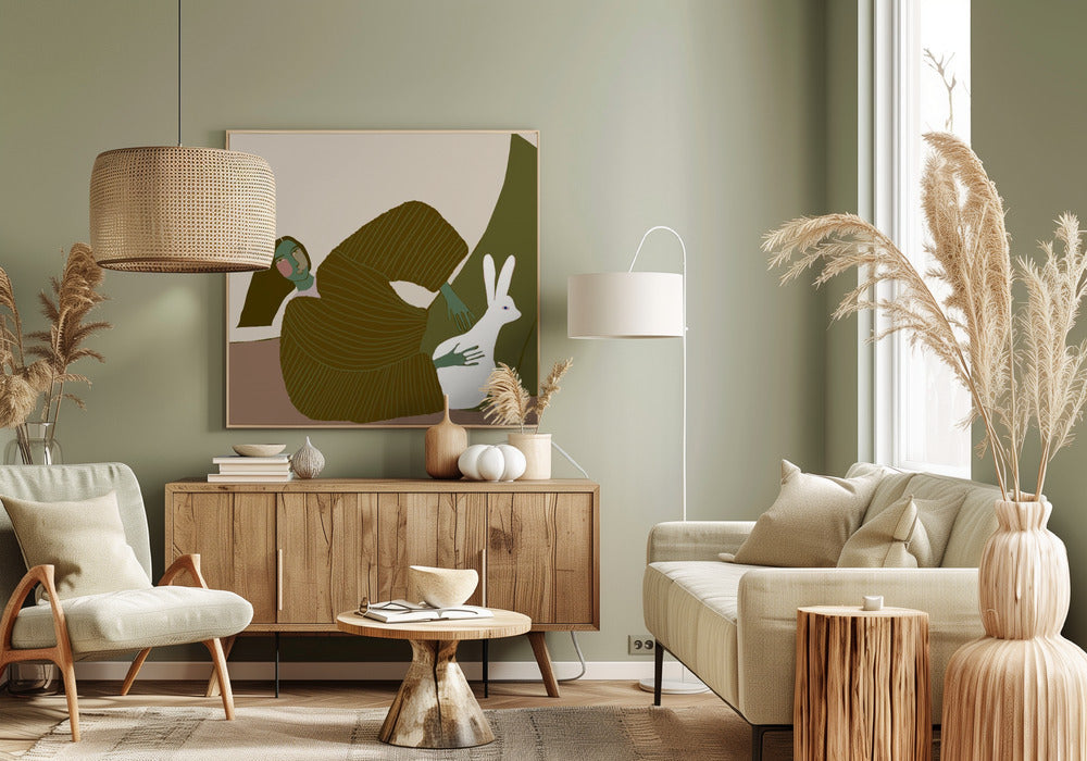 dame met konijn | Canvas