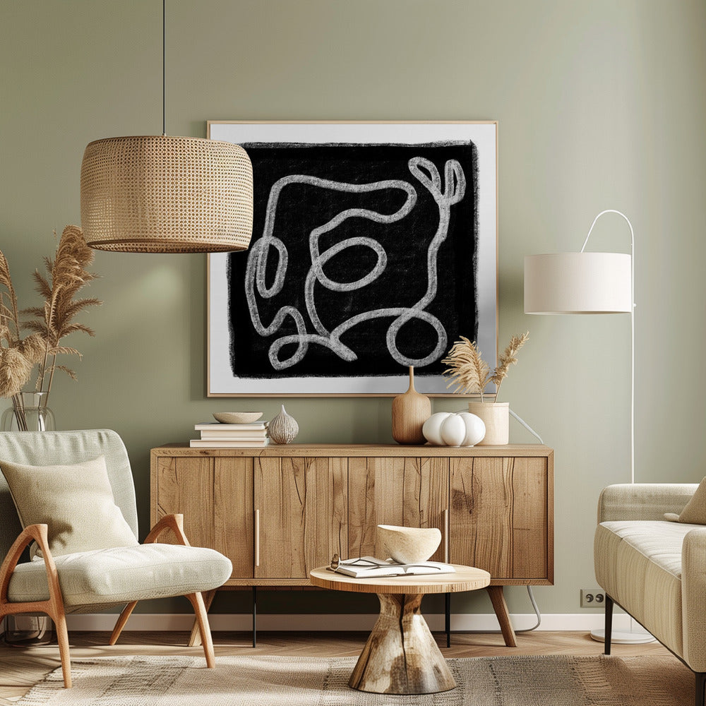 Zwarte krabbellijnen 1 | Canvas