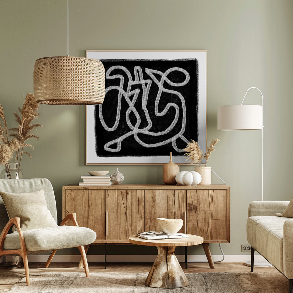 Zwarte Krabbel 3 | Canvas