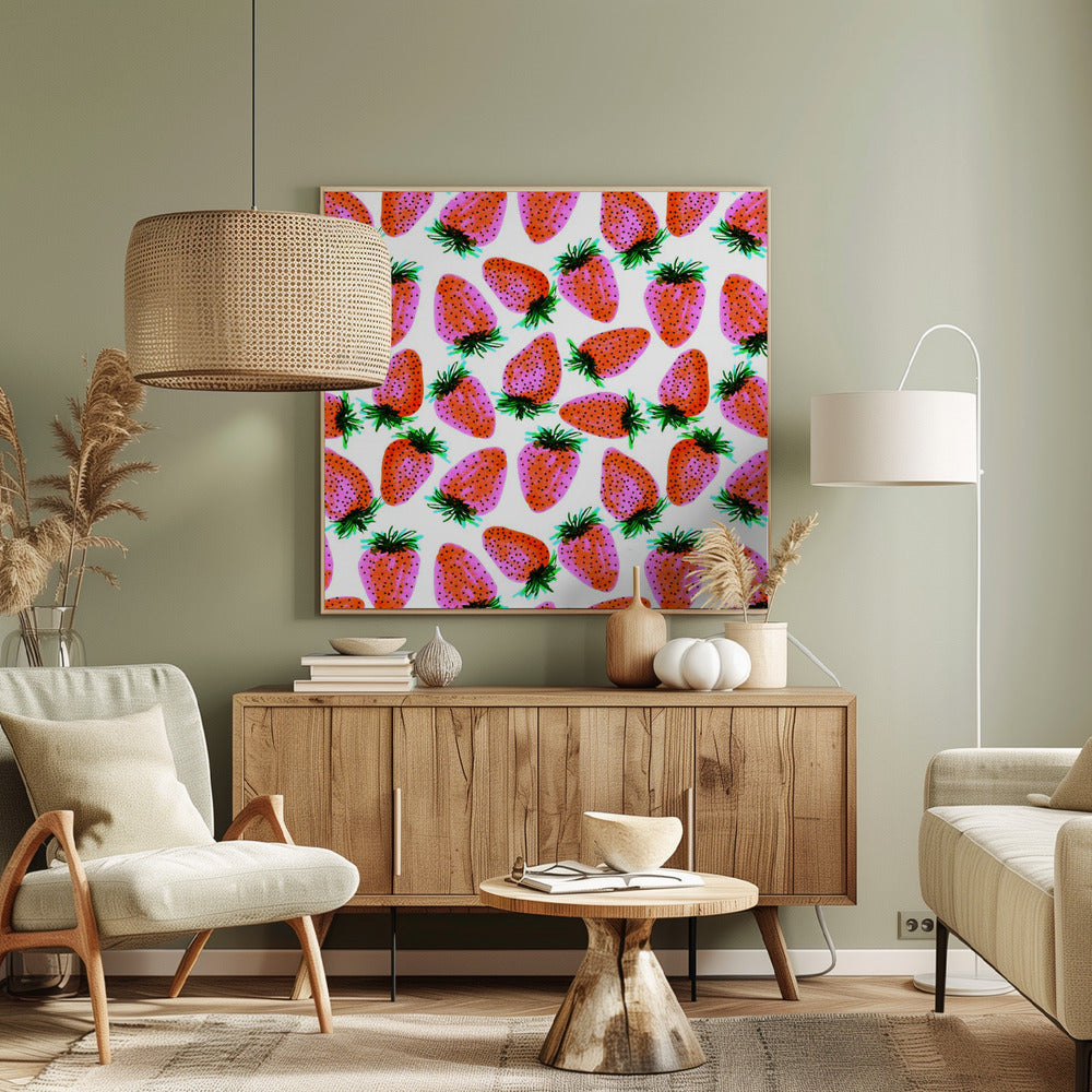Lavendel Rode Aardbeien Fruit | Canvas