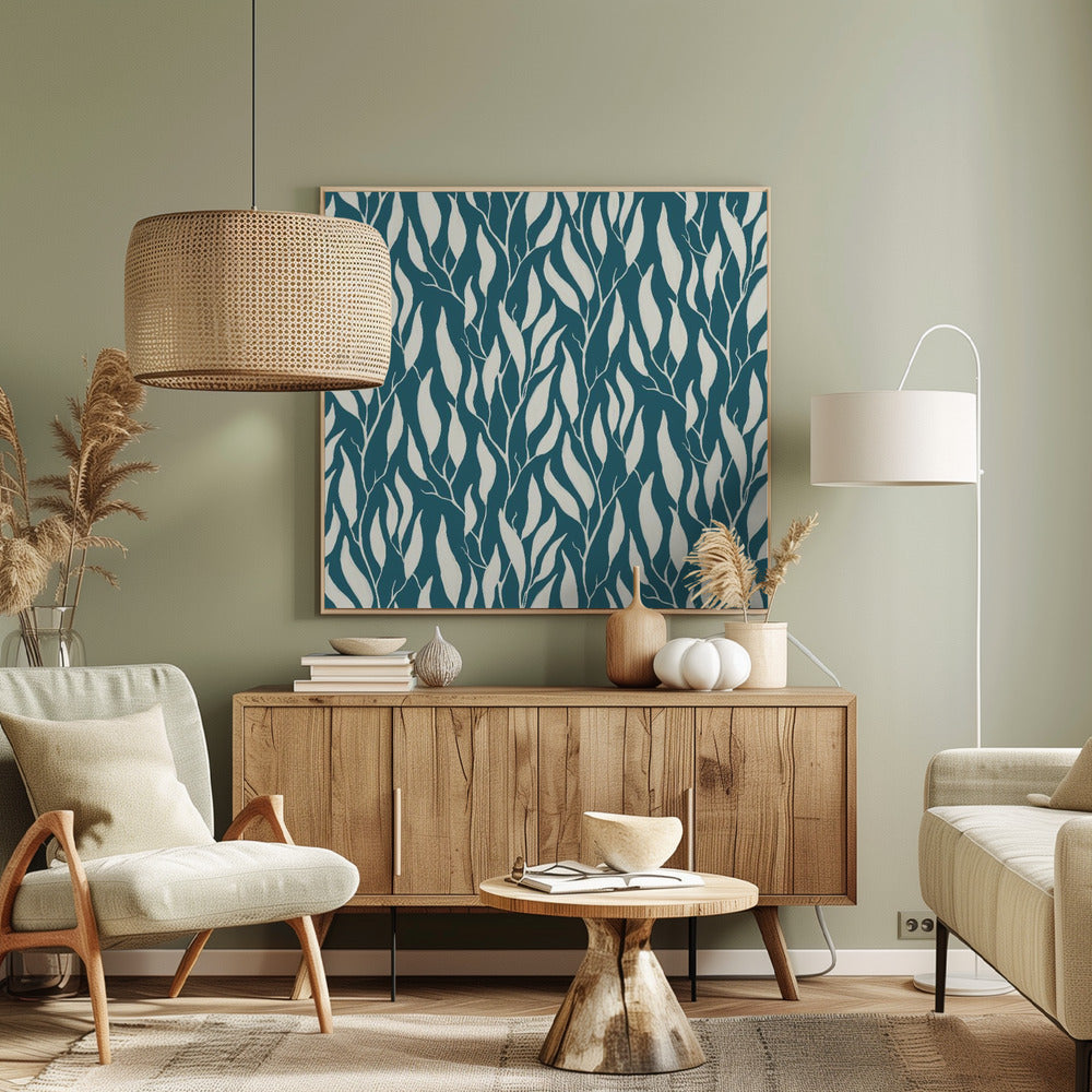 Rustige hangende eucalyptustakken geschilderd in gouache | Canvas