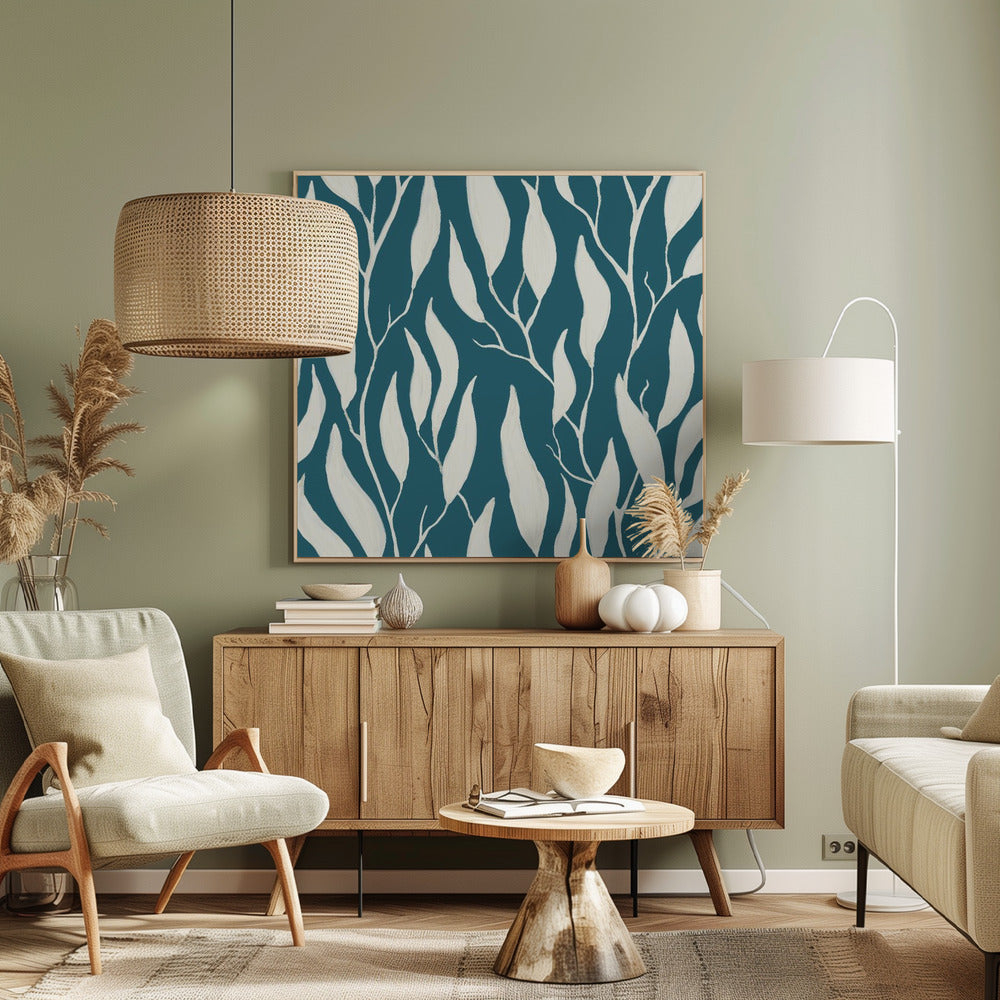 Rustige hangende eucalyptustakken geschilderd in gouache | Canvas