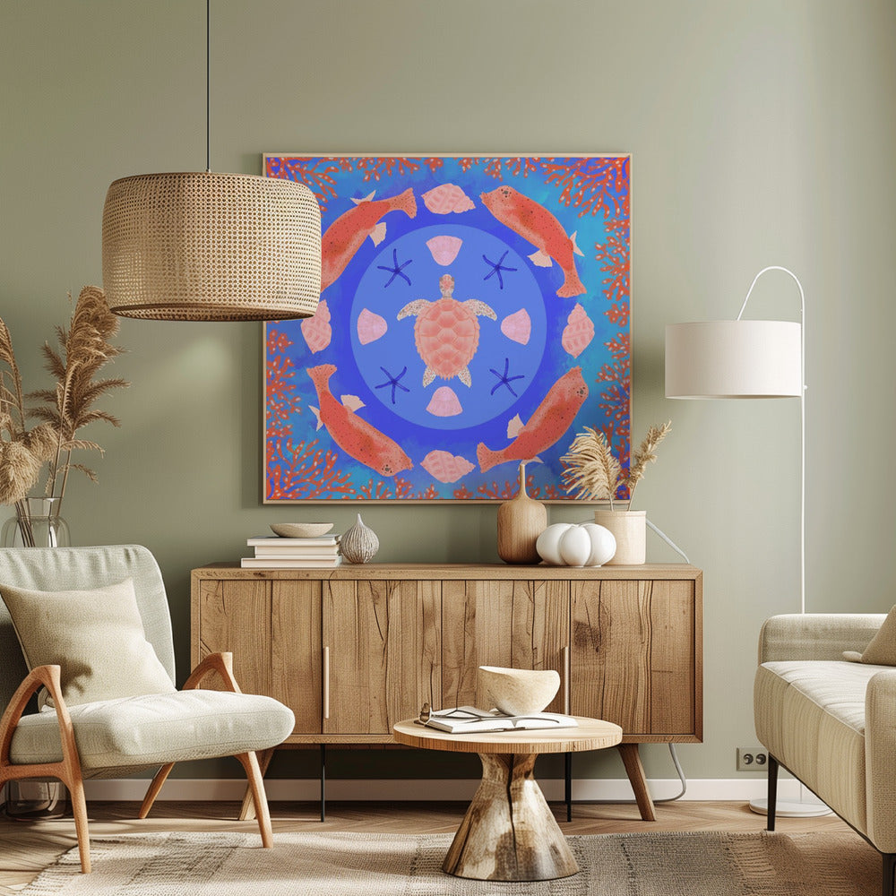 Zeeschildpad Mandala | Canvas