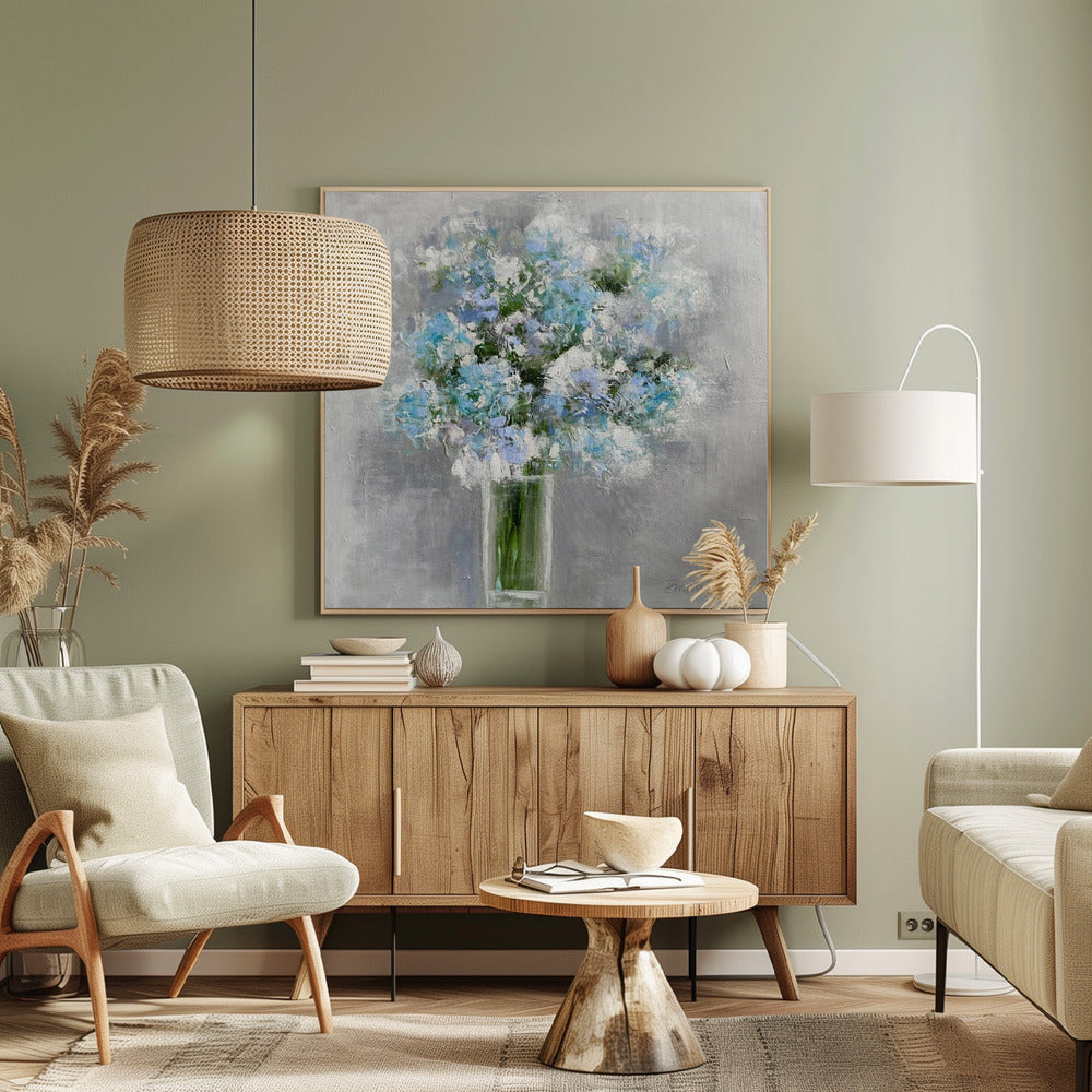 Boeket bloemen in een glazen vaas | Canvas