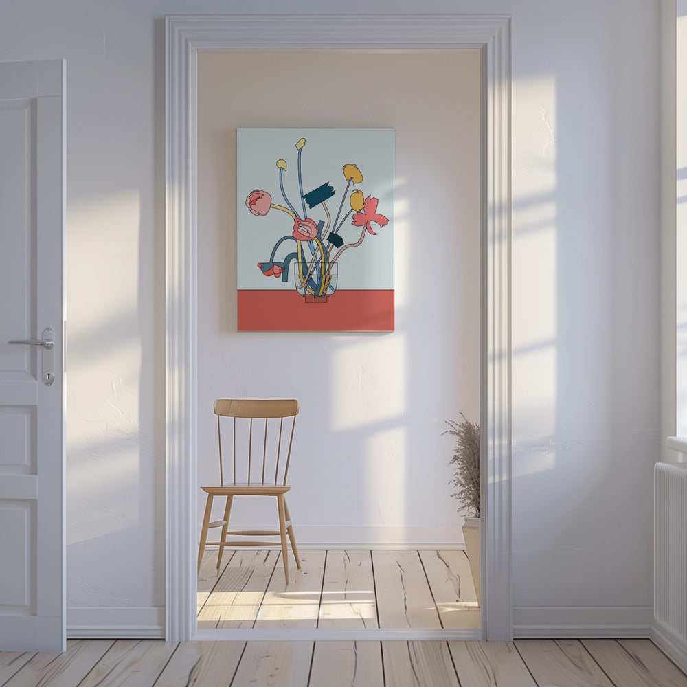 Bloemen in een glazen vaas | Canvas