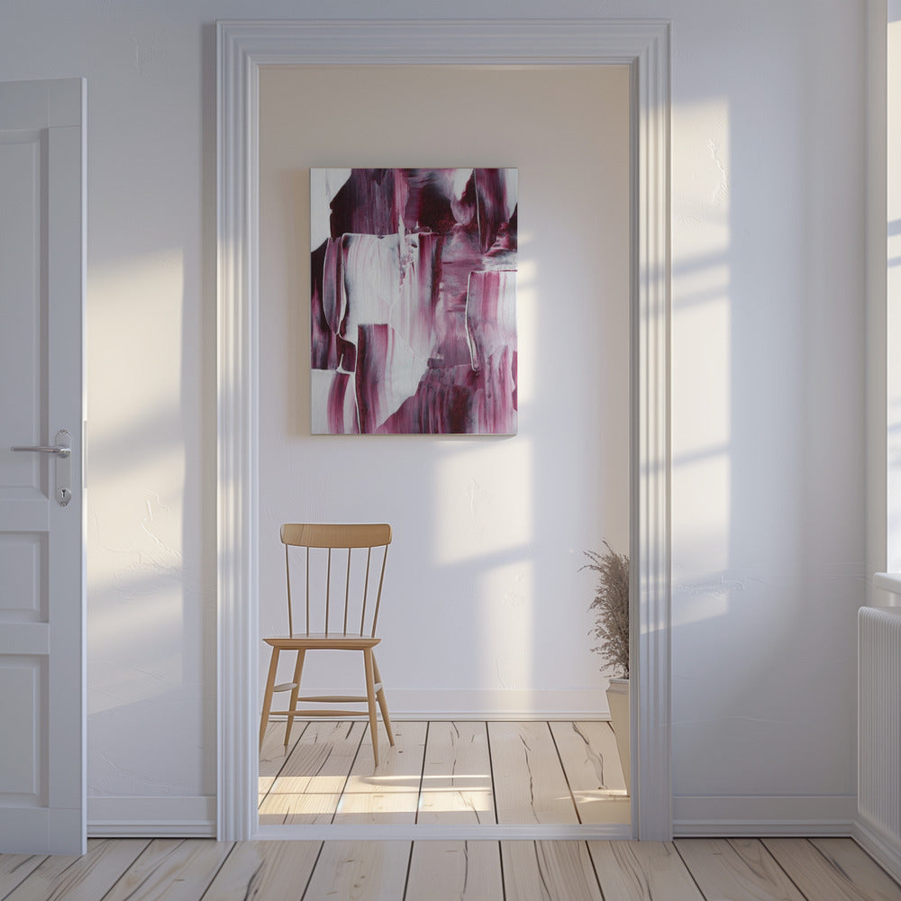 Karmozijnrode penseelstreken | Canvas