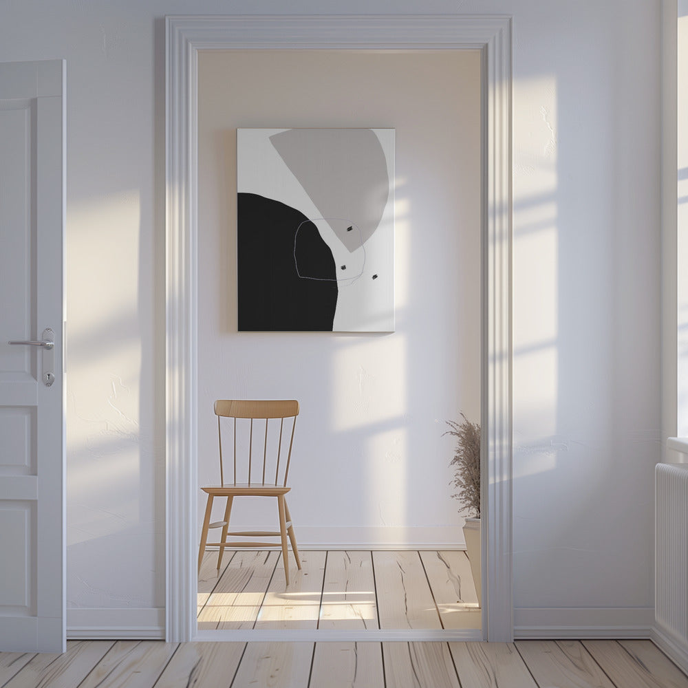 Gedurfde zwarte en grijze vormen | Canvas