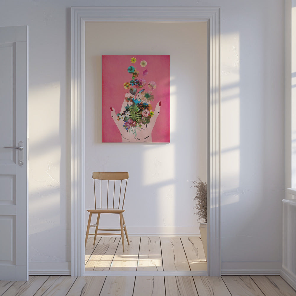Bloeiend in handen | Canvas