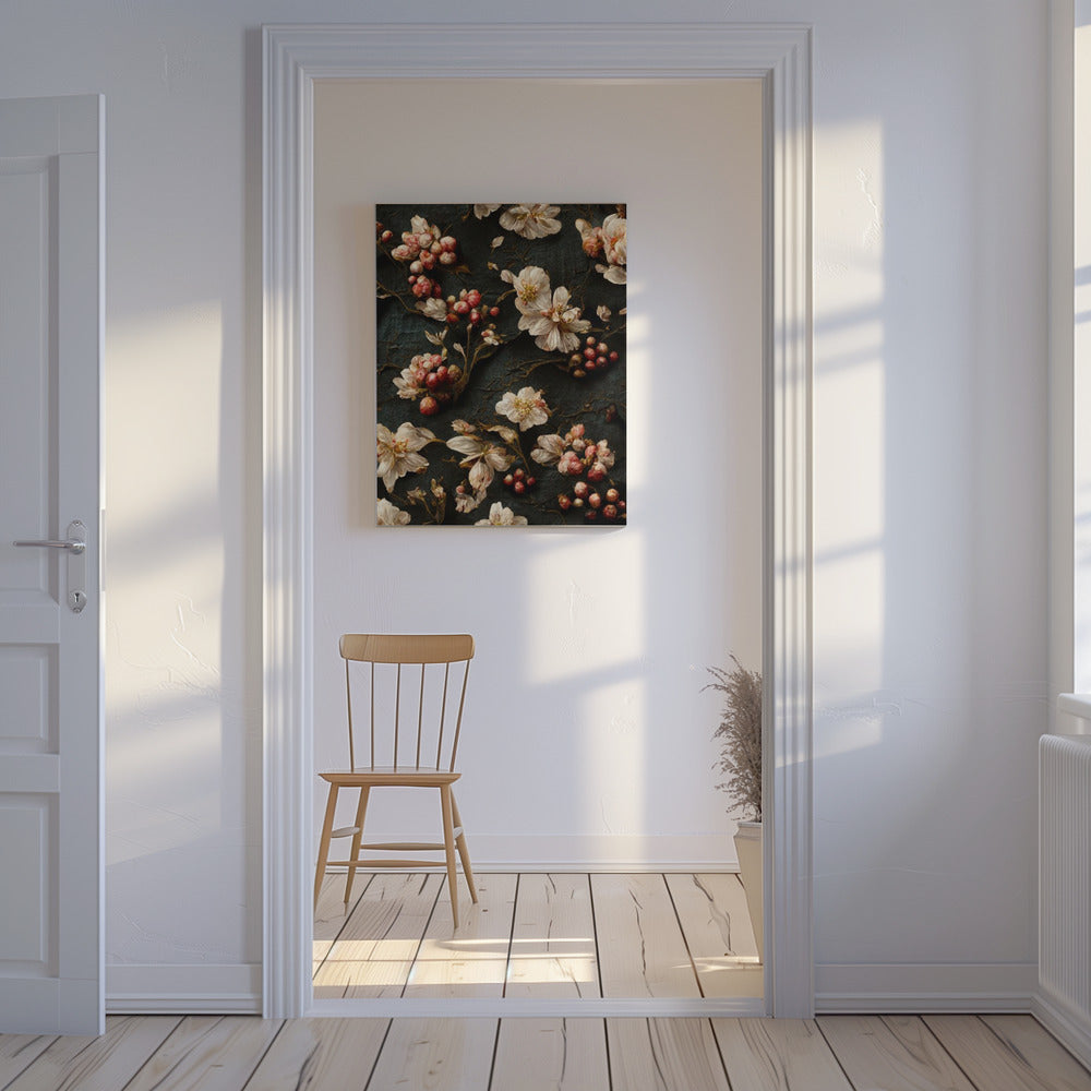 Bloemblaadjes en bessen | Canvas