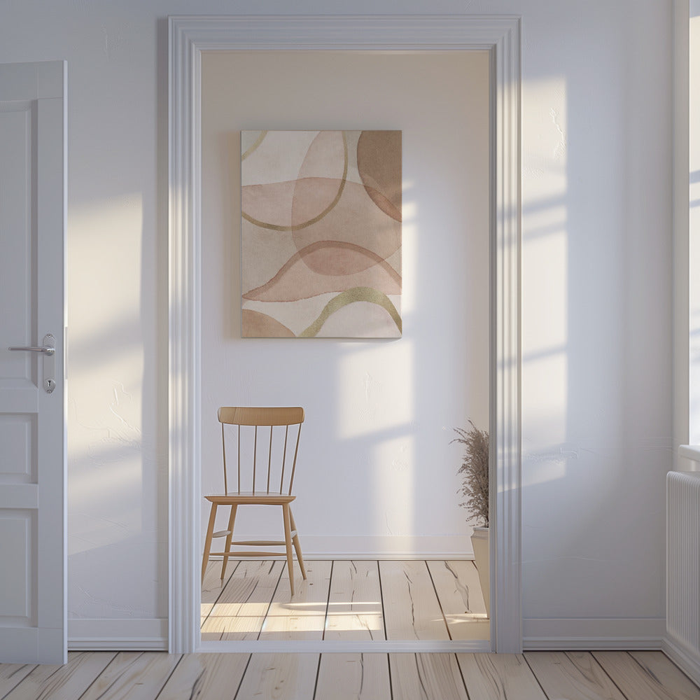 Blozend en bruin abstract | Canvas