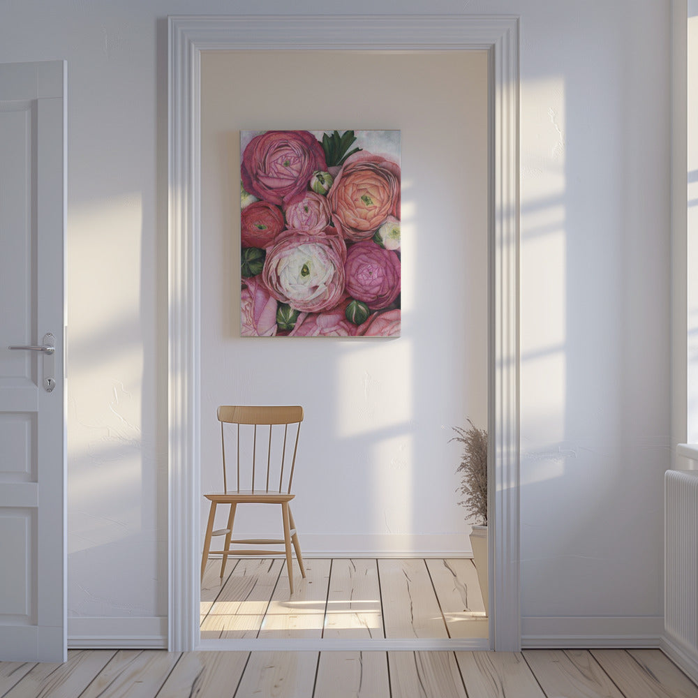 Arleth ranonkelboeket in warm roze | Canvas