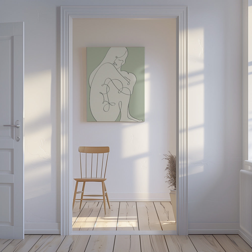 Sitting Woman Green | Canvas